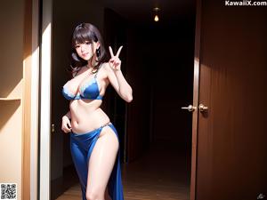 A 3D rendering of a naked asian woman with big tits.