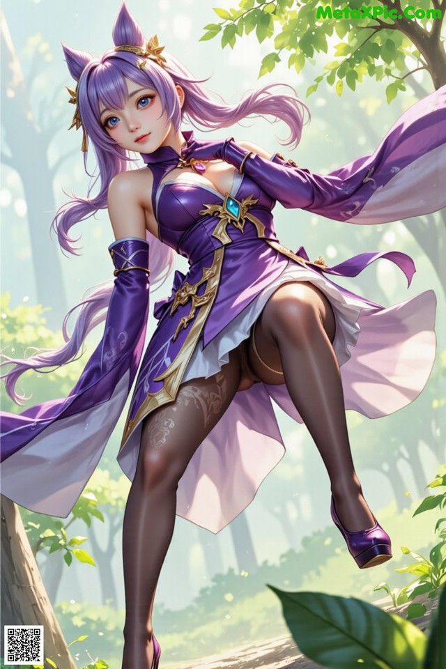 Hentai - Sovereign of Lightning in Exquisite Garb Set.2 20250126 Part 15 No.0a898e A woman in a purple dress is sitting on a tree.